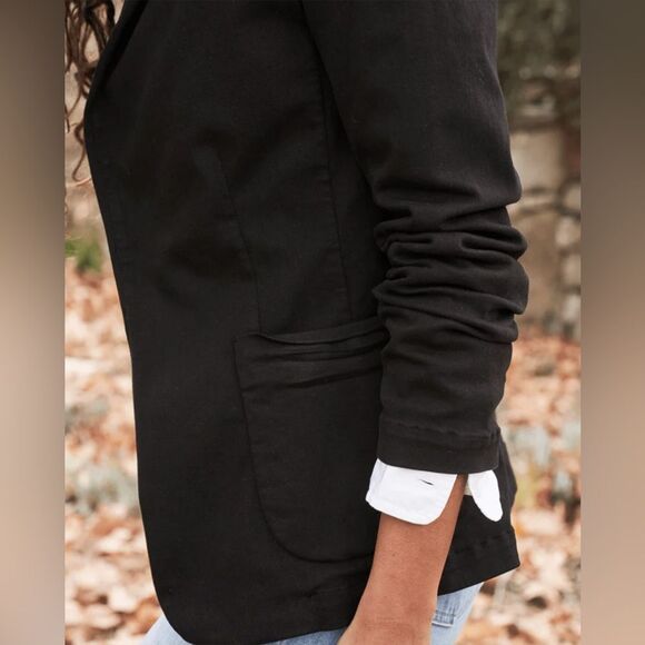 Frank & Eileen DUBLIN Jacket Blazer Denim Open Front Women’s L Stretch Old Money - Picture 3 of 11